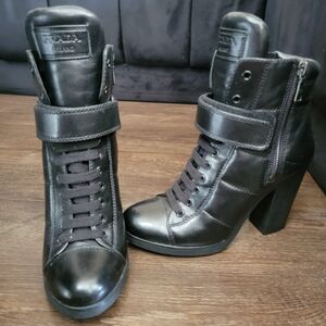 Prada Women's Black Leather Ankle Boots